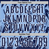 Custom Light Blue Navy-White Splatter Torn Sharp Brush Stroke Sublimation Soccer Uniform Jersey