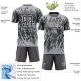 Custom Steel Gray Gray-White Splatter Torn Sharp Brush Stroke Sublimation Soccer Uniform Jersey