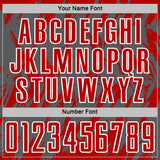 Custom Steel Gray Red-White Splatter Torn Sharp Brush Stroke Sublimation Soccer Uniform Jersey