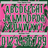Custom Pink Green-White Splatter Torn Sharp Brush Stroke Sublimation Soccer Uniform Jersey