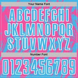 Custom Pink Sky Blue-White Splatter Torn Sharp Brush Stroke Sublimation Soccer Uniform Jersey