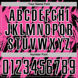 Custom Pink Black-White Splatter Torn Sharp Brush Stroke Sublimation Soccer Uniform Jersey