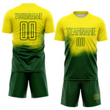 Custom Light Yellow Green Brasil Spray Gradient Sublimation Soccer Uniform Jersey