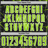 Custom Black Neon Green-White Abstract Network Crackle Sublimation Soccer Uniform Jersey
