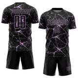 Custom Black-Light Purple Abstract Network Crackle Sublimation Soccer Uniform Jersey