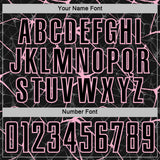 Custom Black-Light Pink Abstract Network Crackle Sublimation Soccer Uniform Jersey