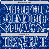 Custom Royal-White Abstract Network Crackle Sublimation Soccer Uniform Jersey