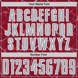 Custom Crimson Gray-White Abstract Network Crackle Sublimation Soccer Uniform Jersey