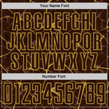 Custom Brown-Old Gold Abstract Network Crackle Sublimation Soccer Uniform Jersey