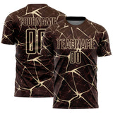 Custom Brown-Cream Abstract Network Crackle Sublimation Soccer Uniform Jersey