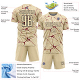 Custom Cream Crimson-Black Abstract Network Crackle Sublimation Soccer Uniform Jersey