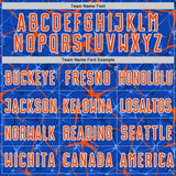 Custom Thunder Blue Orange-White Abstract Network Crackle Sublimation Soccer Uniform Jersey