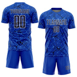 Custom Thunder Blue Navy-White Abstract Network Crackle Sublimation Soccer Uniform Jersey