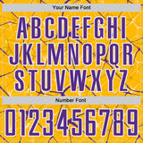 Custom Gold Purple-White Abstract Network Crackle Sublimation Soccer Uniform Jersey
