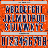 Custom Orange Navy-White Abstract Network Crackle Sublimation Soccer Uniform Jersey