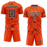 Custom Orange Brown-White Abstract Network Crackle Sublimation Soccer Uniform Jersey