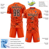 Custom Orange Brown-White Abstract Network Crackle Sublimation Soccer Uniform Jersey