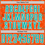 Custom Orange Aqua-White Abstract Network Crackle Sublimation Soccer Uniform Jersey