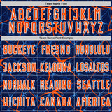 Custom Navy Orange-White Abstract Network Crackle Sublimation Soccer Uniform Jersey