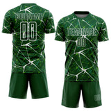 Custom Green-White Abstract Network Crackle Sublimation Soccer Uniform Jersey