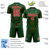 Custom Green Red-White Abstract Network Crackle Sublimation Soccer Uniform Jersey