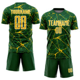 Custom Green Yellow-White Abstract Network Crackle Sublimation Soccer Uniform Jersey
