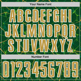 Custom Green Old Gold-White Abstract Network Crackle Sublimation Soccer Uniform Jersey