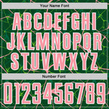 Custom Green Medium Pink-White Abstract Network Crackle Sublimation Soccer Uniform Jersey
