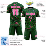 Custom Green Pink-White Abstract Network Crackle Sublimation Soccer Uniform Jersey