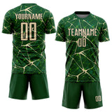 Custom Green Cream-Black Abstract Network Crackle Sublimation Soccer Uniform Jersey