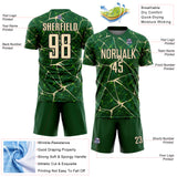Custom Green Cream-Black Abstract Network Crackle Sublimation Soccer Uniform Jersey