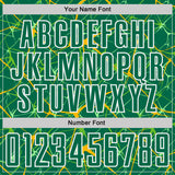 Custom Kelly Green Gold-White Abstract Network Crackle Sublimation Soccer Uniform Jersey