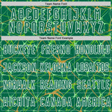 Custom Kelly Green Old Gold-White Abstract Network Crackle Sublimation Soccer Uniform Jersey