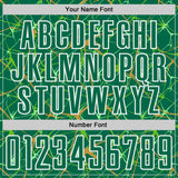 Custom Kelly Green Old Gold-White Abstract Network Crackle Sublimation Soccer Uniform Jersey