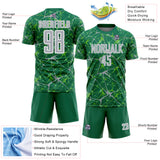 Custom Kelly Green Gray-White Abstract Network Crackle Sublimation Soccer Uniform Jersey