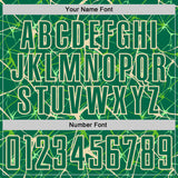 Custom Kelly Green-Cream Abstract Network Crackle Sublimation Soccer Uniform Jersey