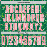 Custom Kelly Green Medium Pink-White Abstract Network Crackle Sublimation Soccer Uniform Jersey