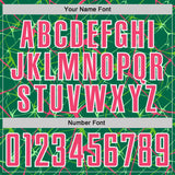 Custom Kelly Green Neon Pink-White Abstract Network Crackle Sublimation Soccer Uniform Jersey