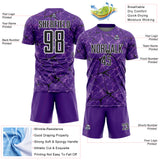 Custom Purple Black-White Abstract Network Crackle Sublimation Soccer Uniform Jersey