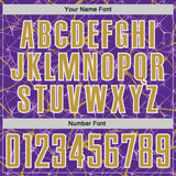 Custom Purple Old Gold-White Abstract Network Crackle Sublimation Soccer Uniform Jersey