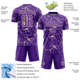 Custom Purple-Cream Abstract Network Crackle Sublimation Soccer Uniform Jersey
