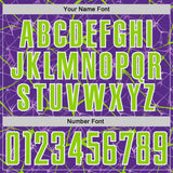 Custom Purple Neon Green-White Abstract Network Crackle Sublimation Soccer Uniform Jersey