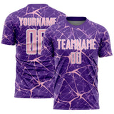 Custom Purple Light Pink-White Abstract Network Crackle Sublimation Soccer Uniform Jersey