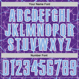 Custom Purple Light Blue-White Abstract Network Crackle Sublimation Soccer Uniform Jersey