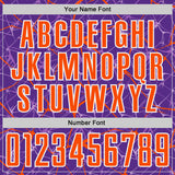 Custom Purple Orange-White Abstract Network Crackle Sublimation Soccer Uniform Jersey