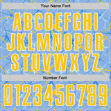 Custom Light Blue Yellow-White Abstract Network Crackle Sublimation Soccer Uniform Jersey
