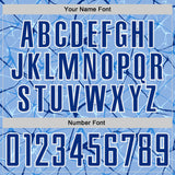 Custom Light Blue Royal-White Abstract Network Crackle Sublimation Soccer Uniform Jersey