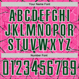 Custom Pink Green-White Abstract Network Crackle Sublimation Soccer Uniform Jersey