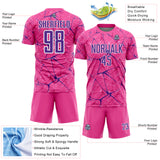 Custom Pink Purple-White Abstract Network Crackle Sublimation Soccer Uniform Jersey
