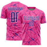 Custom Pink Purple-White Abstract Network Crackle Sublimation Soccer Uniform Jersey